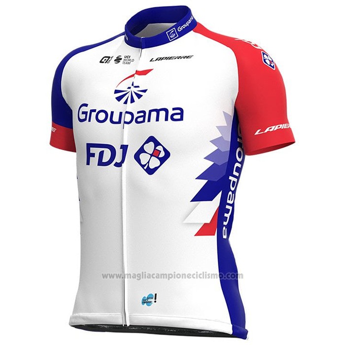 2021 Abbigliamento Ciclismo Groupama-FDJ Rosso Blu Manica Corta e Salopette